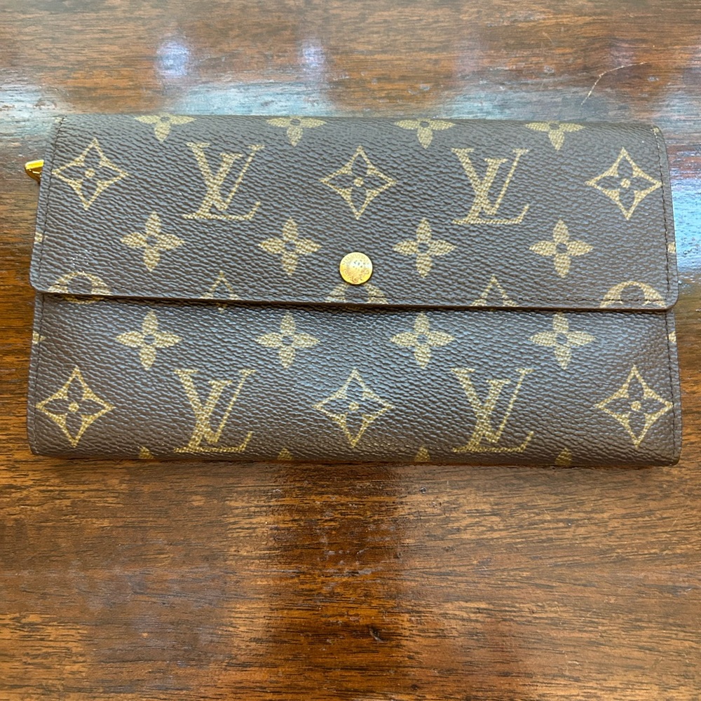 Louis Vuitton Brown Monogram Clutch Long Wallet Made in Spain Vintage